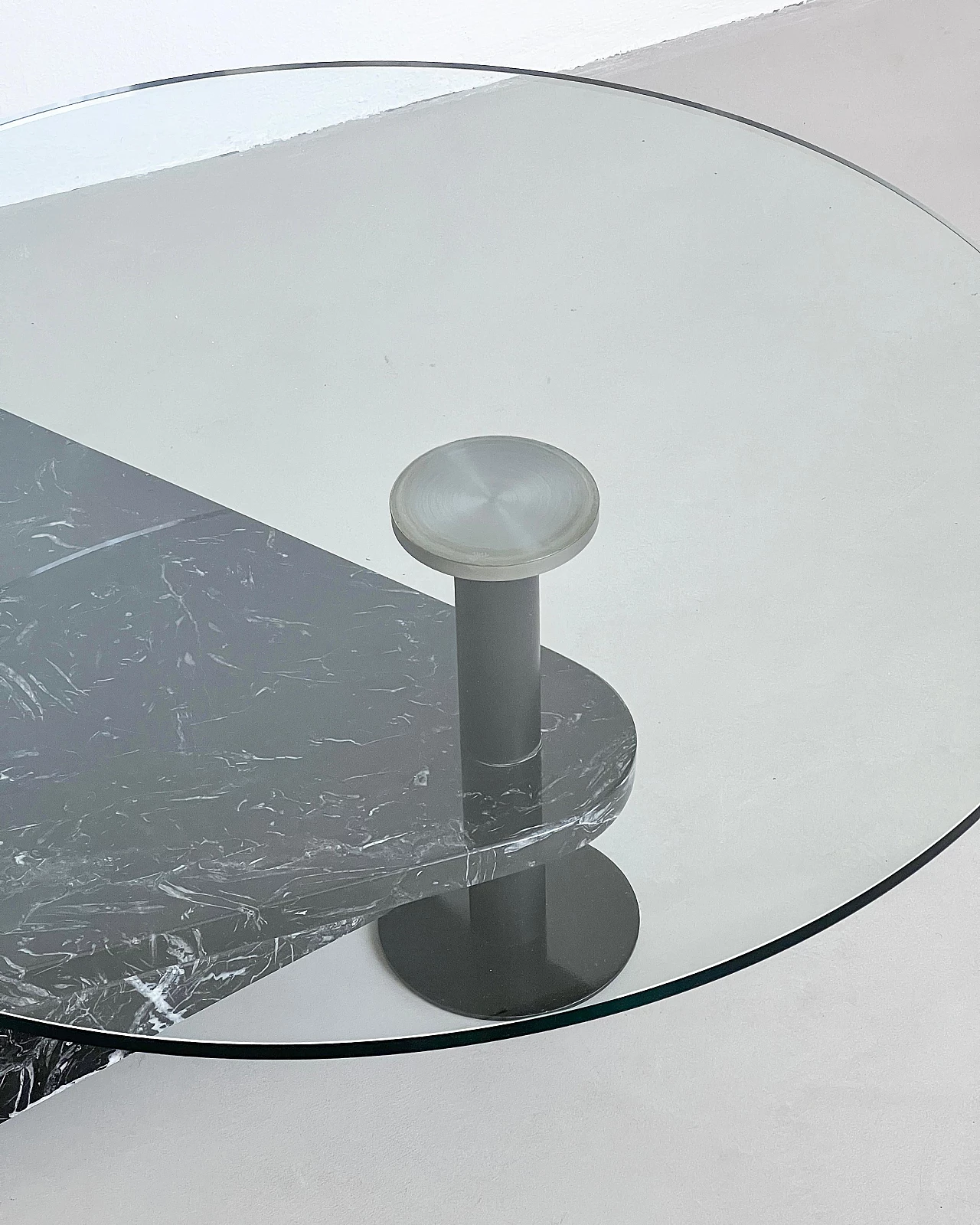 Glass, steel and black marble coffee table by Acerbis, 1990s 9