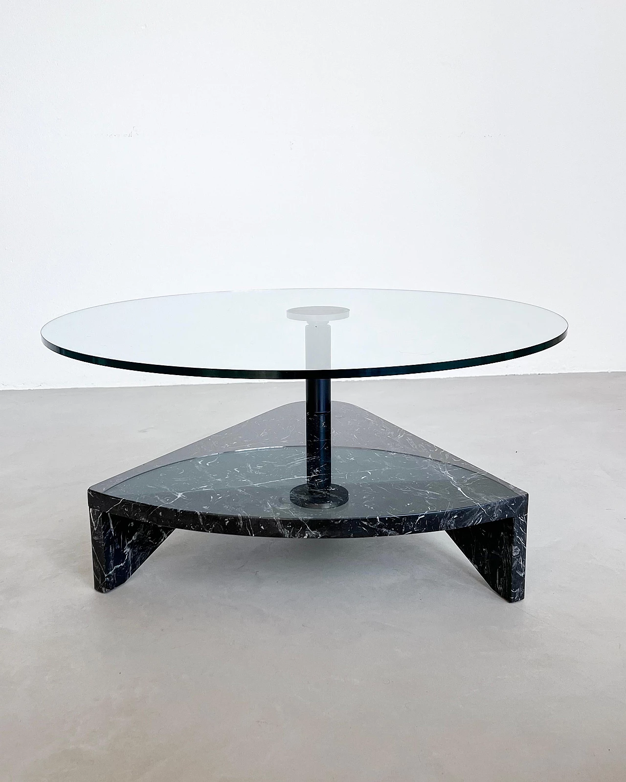Glass, steel and black marble coffee table by Acerbis, 1990s 10