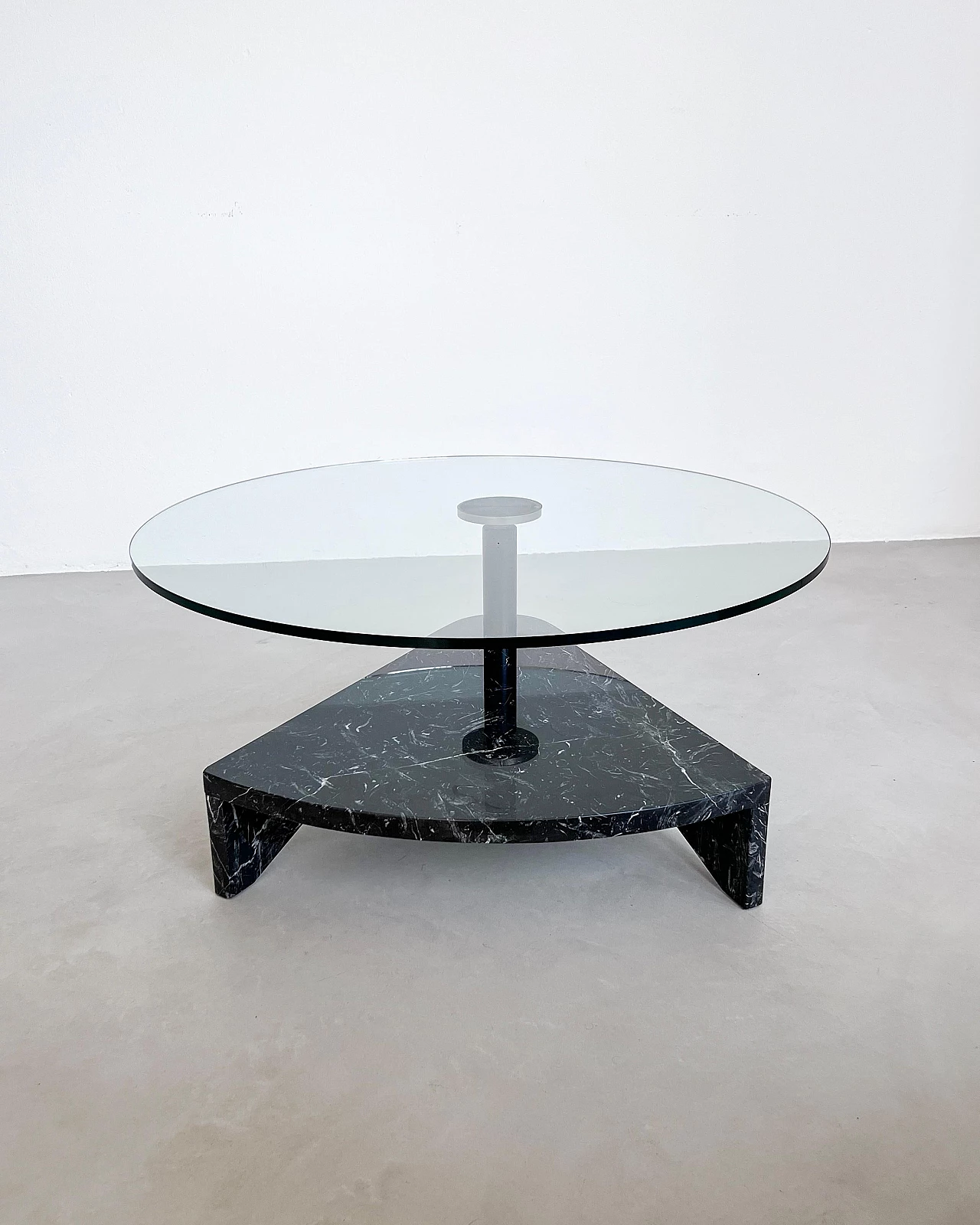 Glass, steel and black marble coffee table by Acerbis, 1990s 11