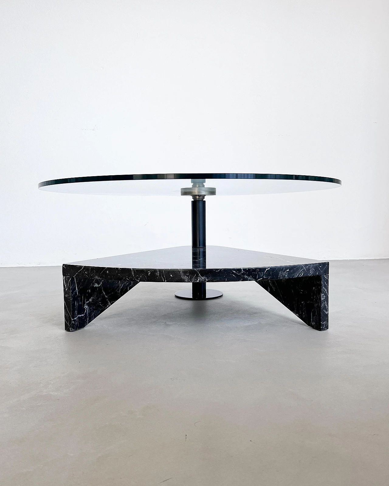 Glass, steel and black marble coffee table by Acerbis, 1990s 12