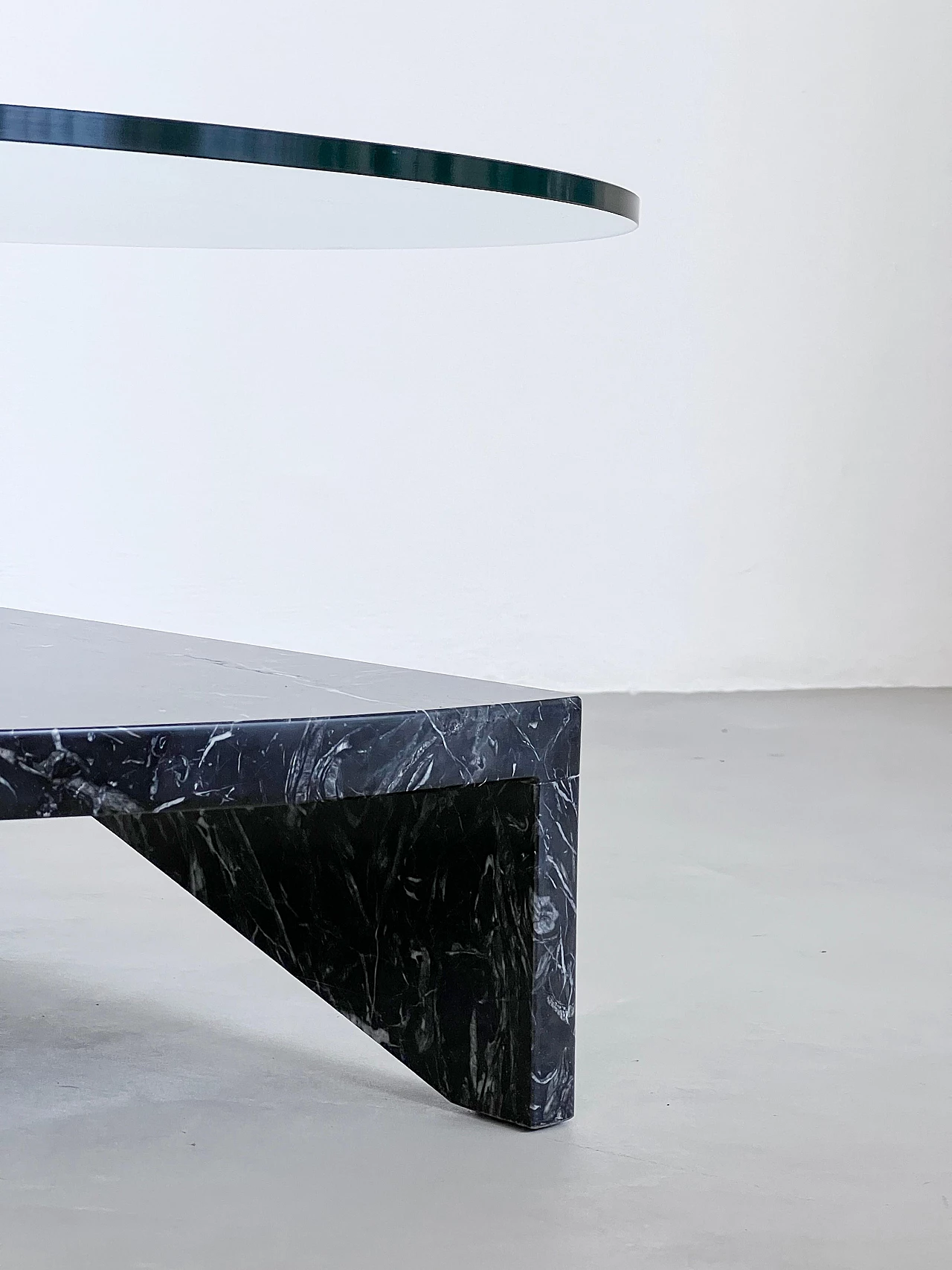 Glass, steel and black marble coffee table by Acerbis, 1990s 13