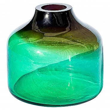 Vaso in vetro di Murano verde di Vinicio Vianello, anni '70