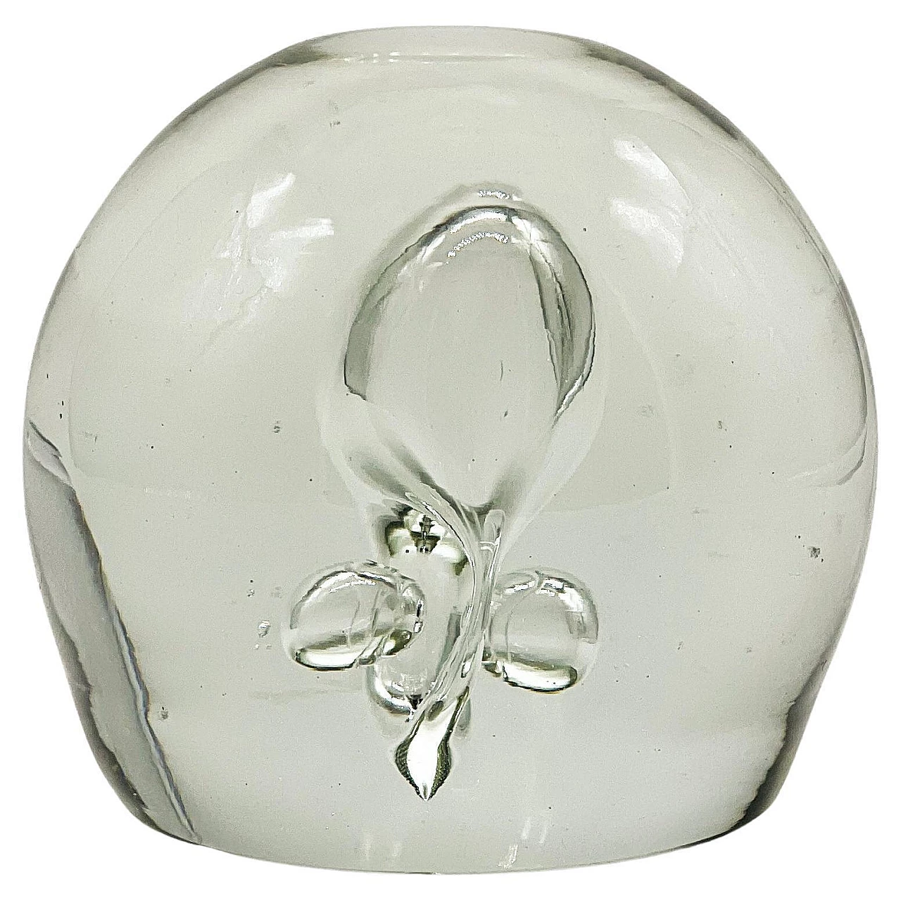 Transparent Murano glass paperweight with bubbles, 1960s 1