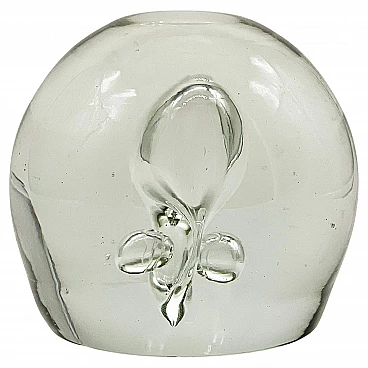 Transparent Murano glass paperweight with bubbles, 1960s