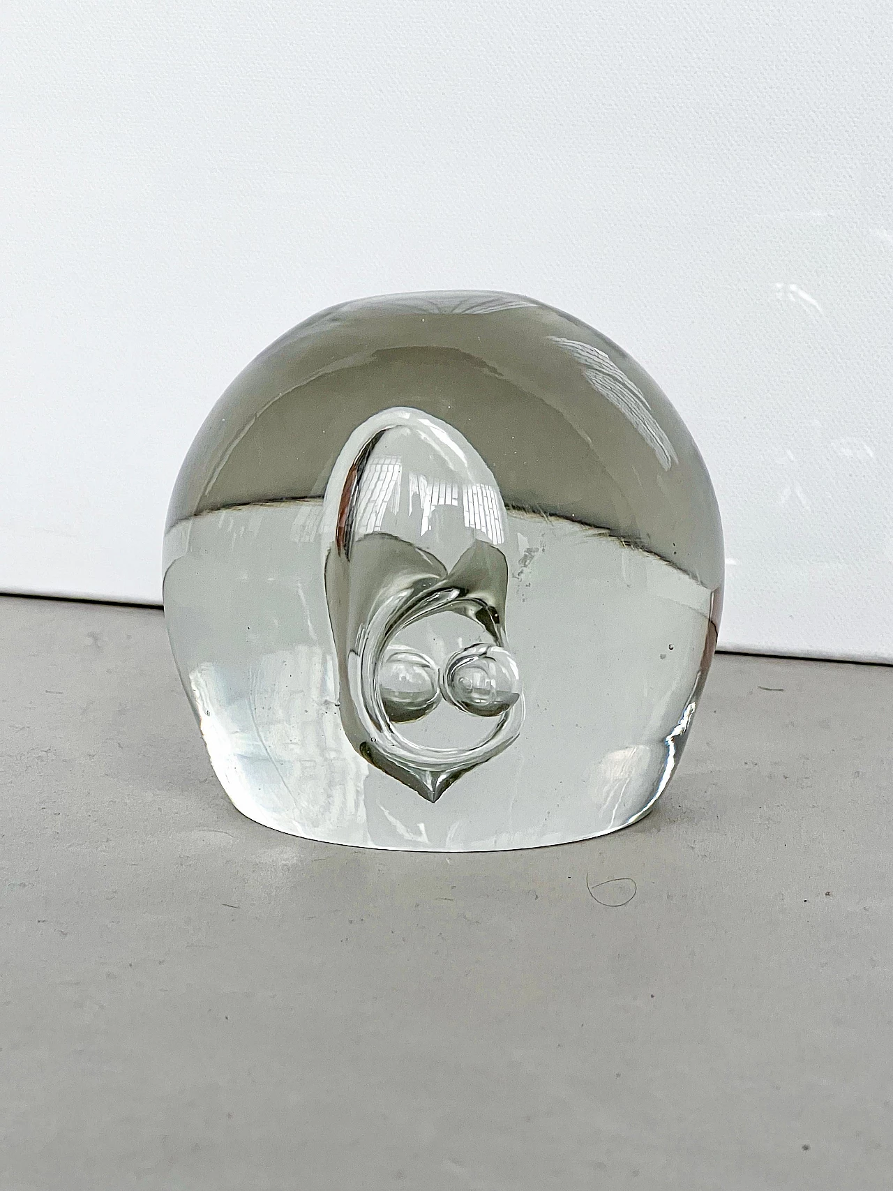 Transparent Murano glass paperweight with bubbles, 1960s 6