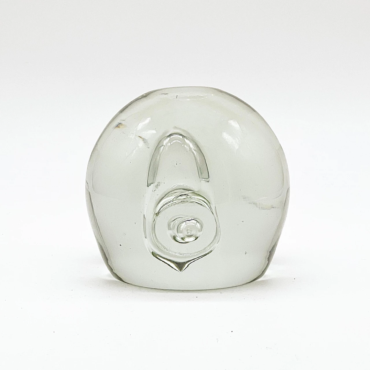 Transparent Murano glass paperweight with bubbles, 1960s 8