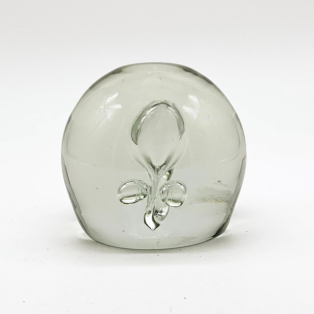 Transparent Murano glass paperweight with bubbles, 1960s 9
