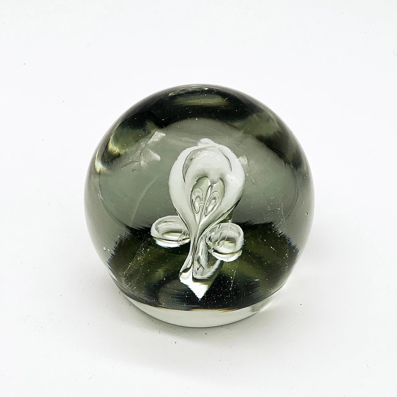 Transparent Murano glass paperweight with bubbles, 1960s 10
