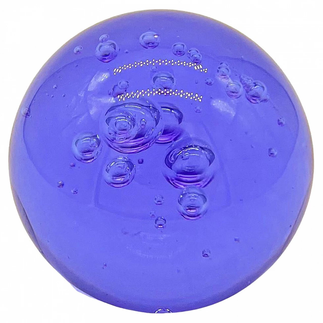 Spherical purple Murano glass paperweight, 1970s 1