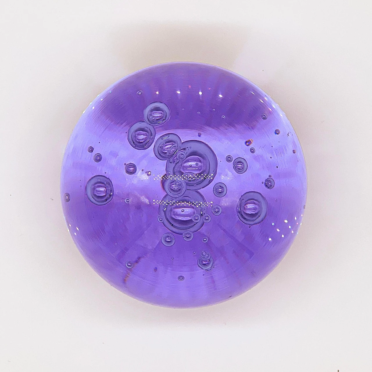 Spherical purple Murano glass paperweight, 1970s 2