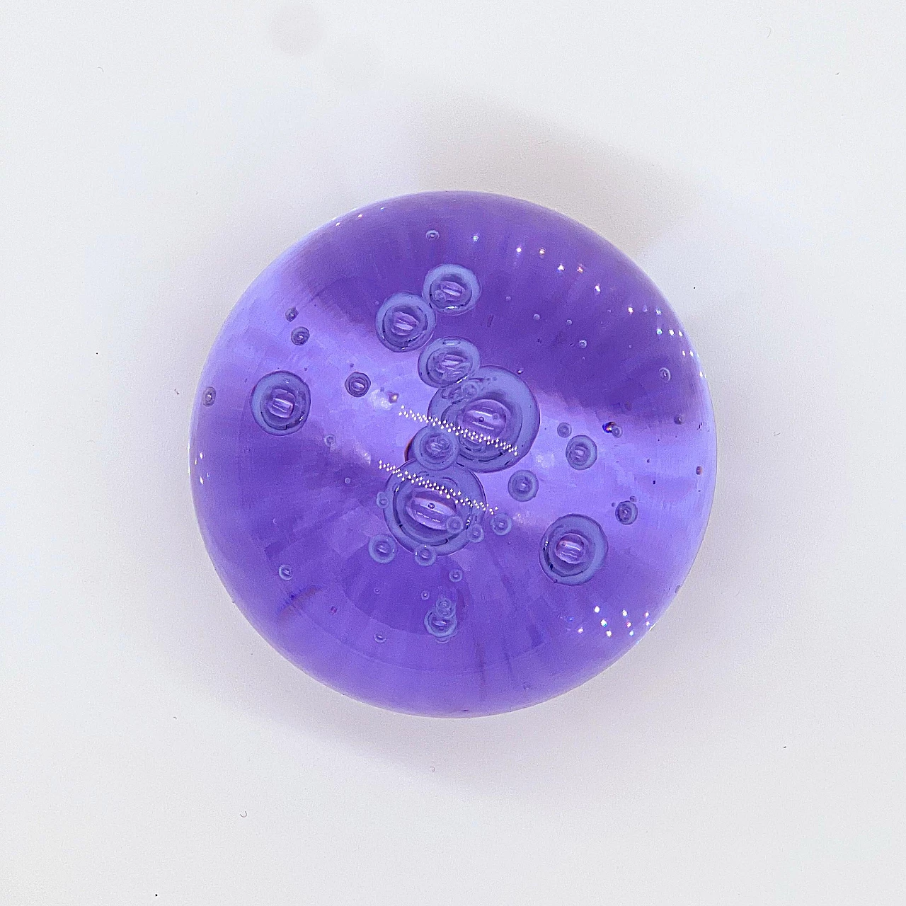 Spherical purple Murano glass paperweight, 1970s 3