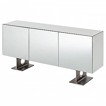 Milano sideboard with mirrored doors and steel feet