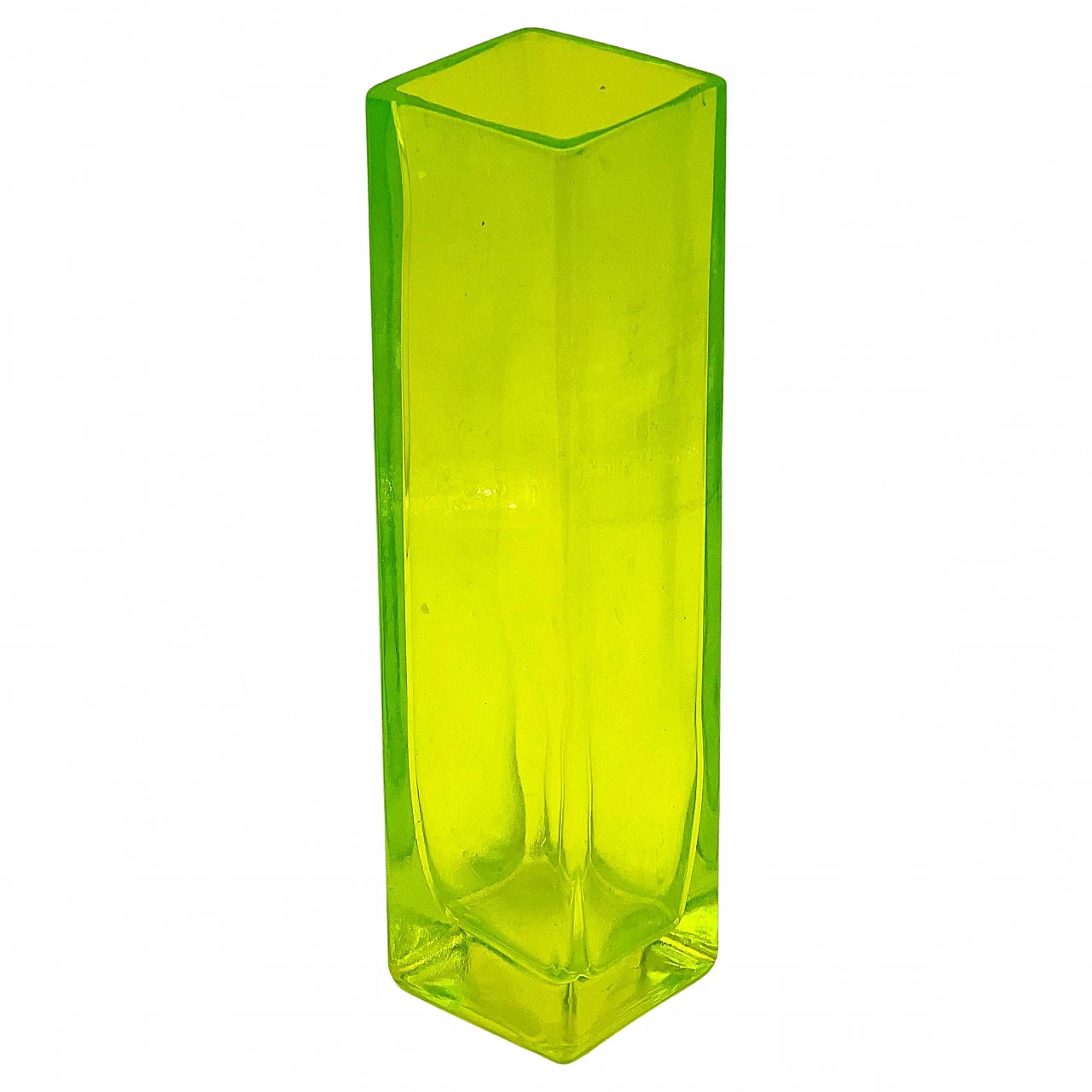 Vaso squadrato in vetro di Murano verde, anni '60 1