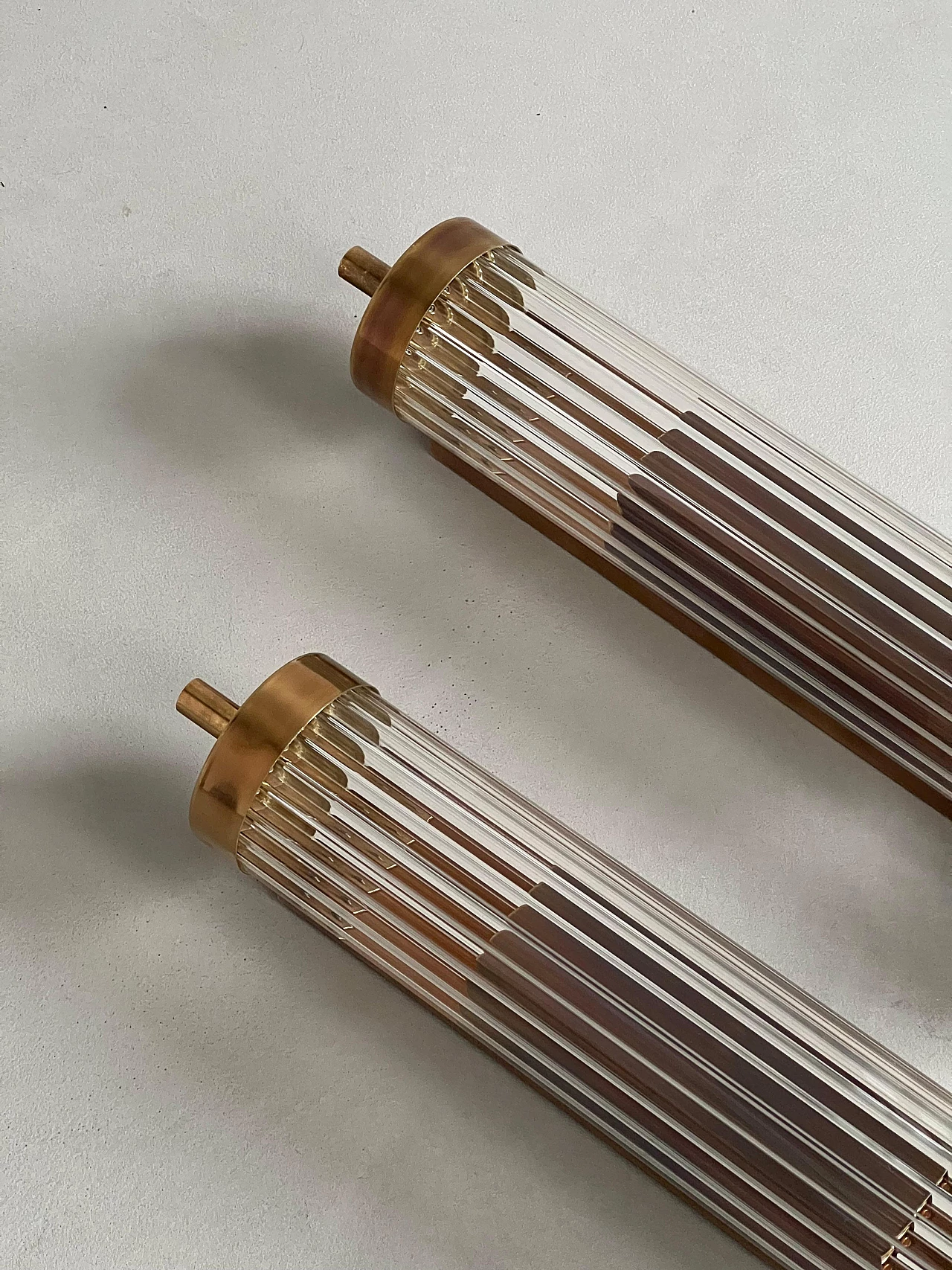 Art Deco style brass and fluted glass wall light 2