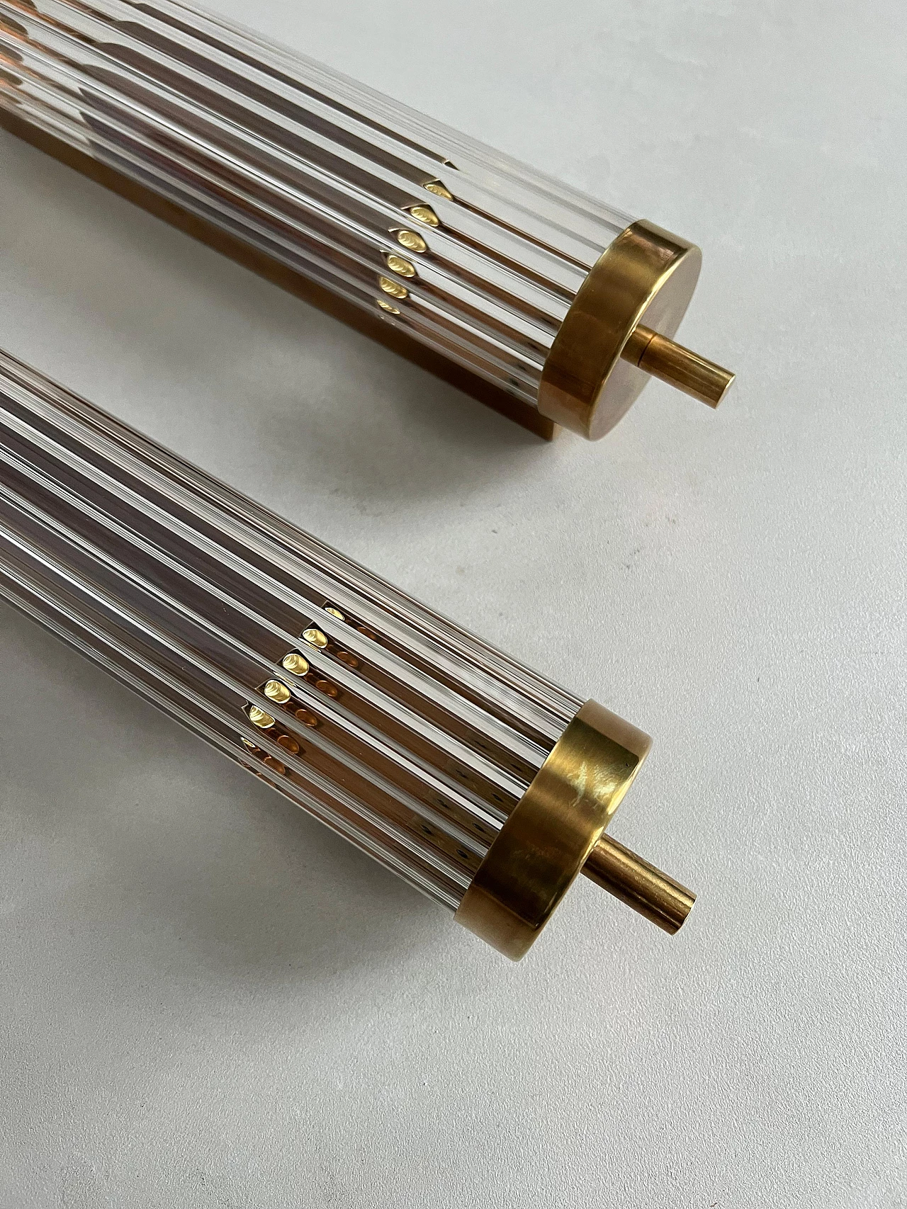 Art Deco style brass and fluted glass wall light 4