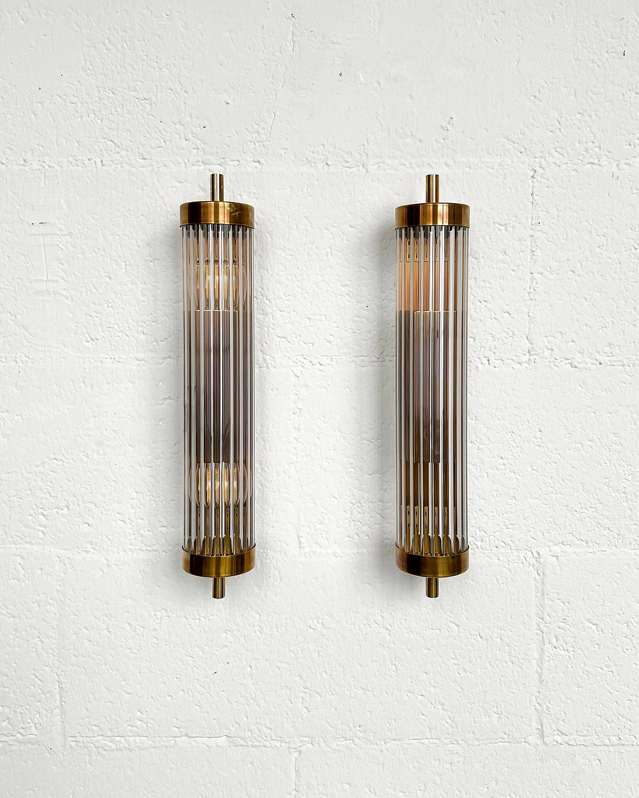 Art Deco style brass and fluted glass wall light 13