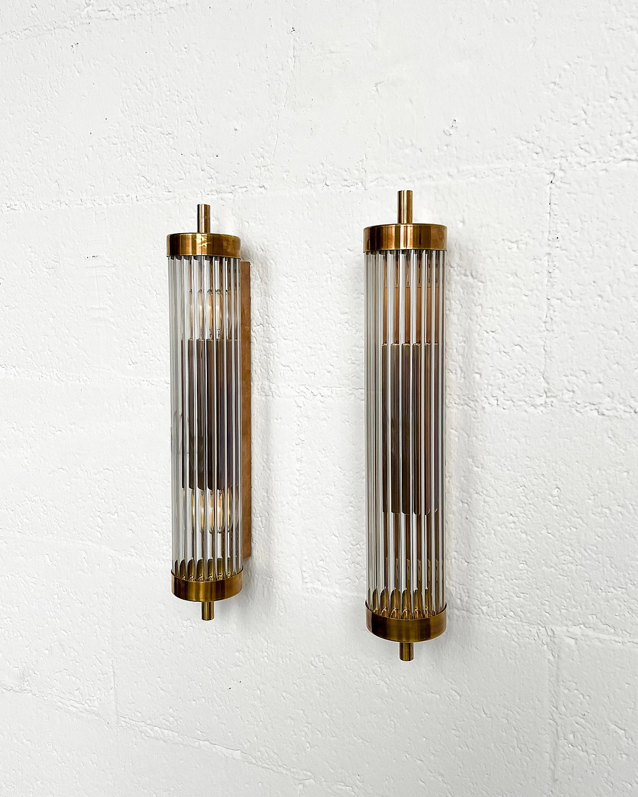 Art Deco style brass and fluted glass wall light 14