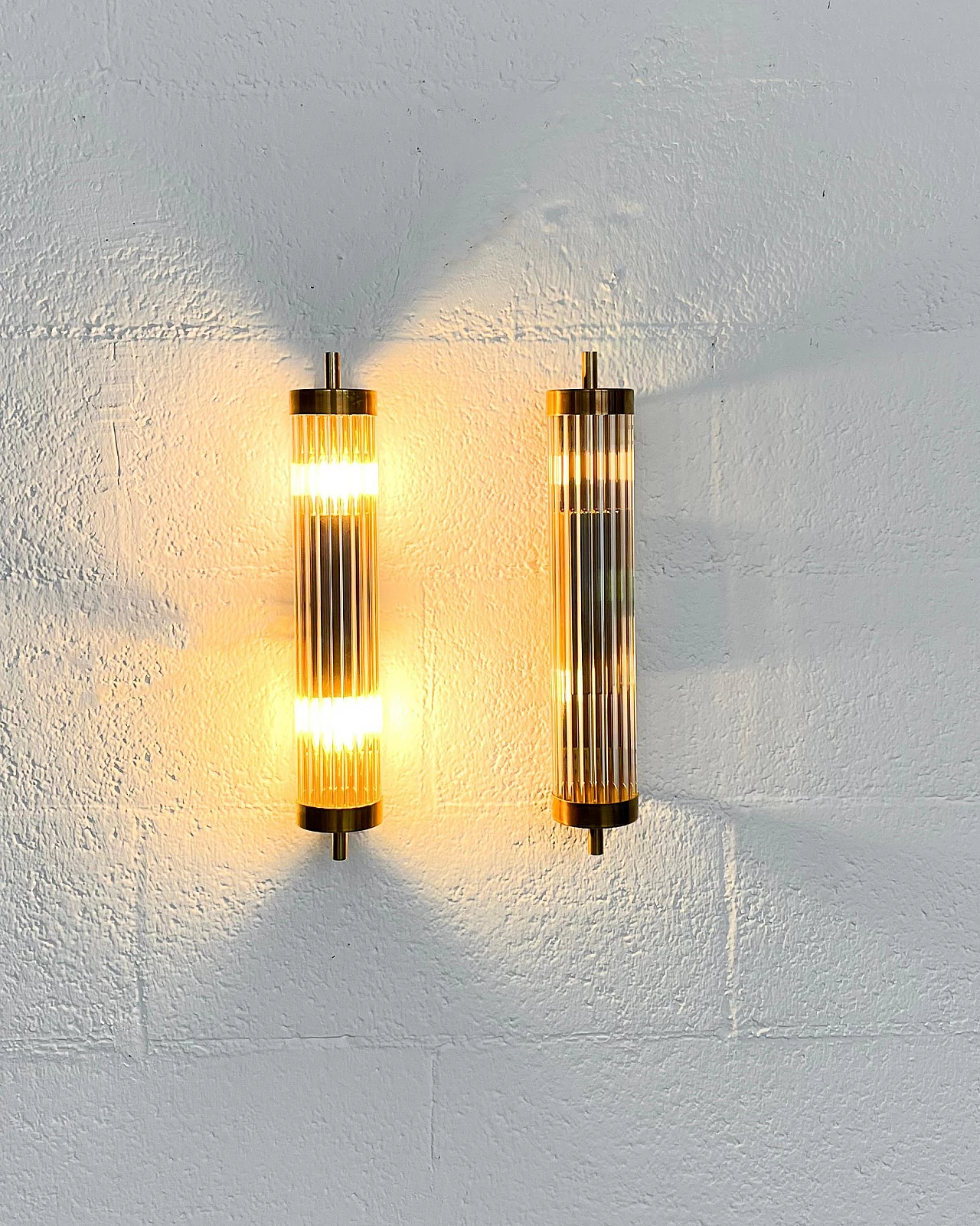 Art Deco style brass and fluted glass wall light 15