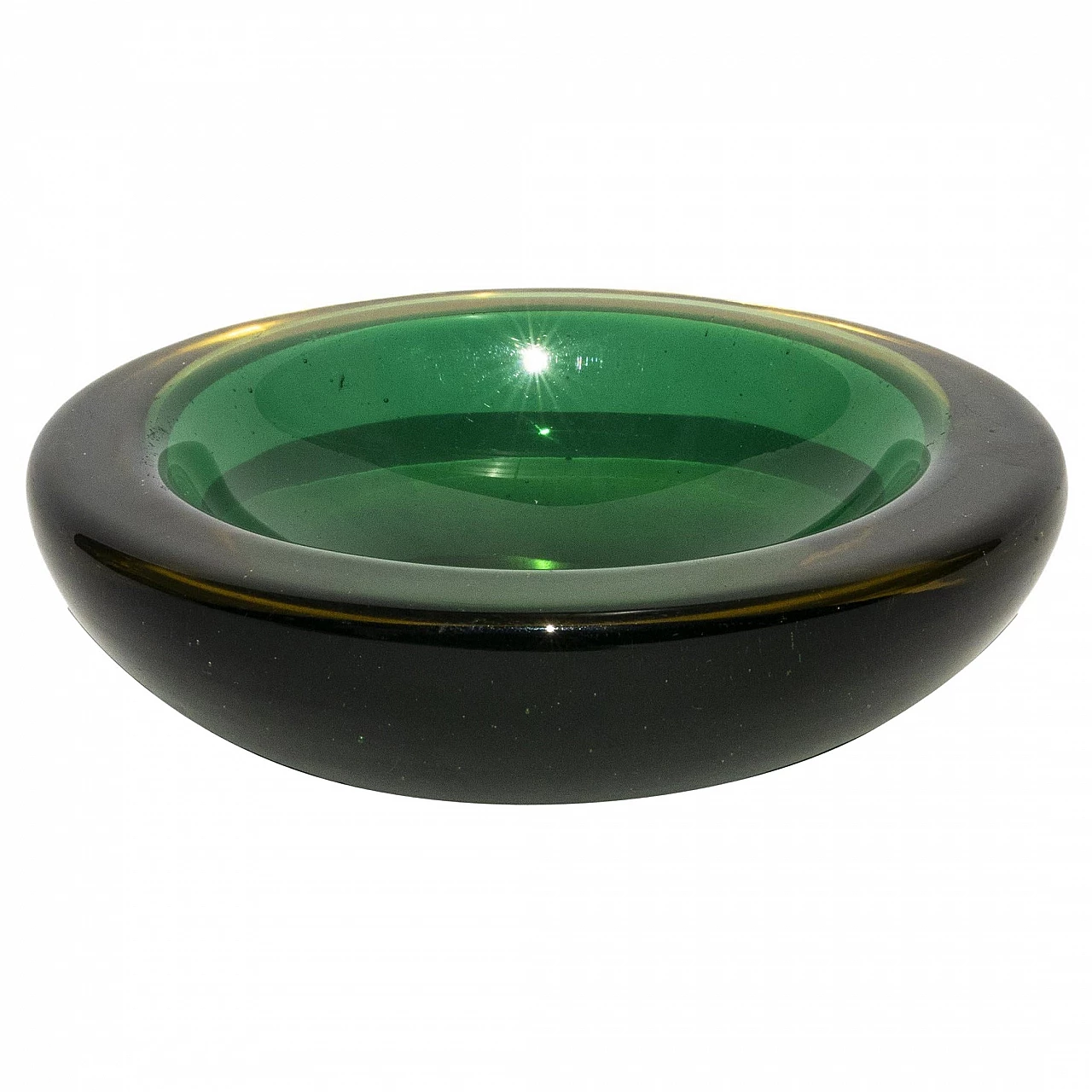 Yellow and green submerged Murano glass bowl, 1960s 1