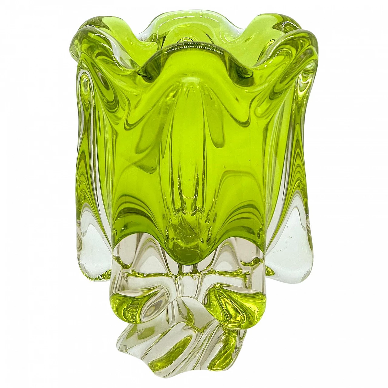 Lime green submerged Murano glass vase, 1960s 1