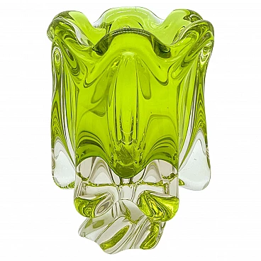 Lime green submerged Murano glass vase, 1960s