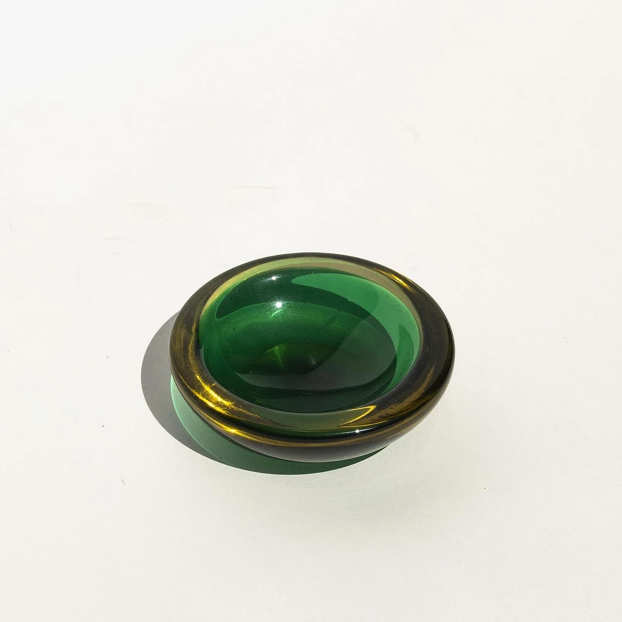 Yellow and green submerged Murano glass bowl, 1960s 3