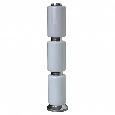 White opaline glass and chromed metal floor lamp, 1970s