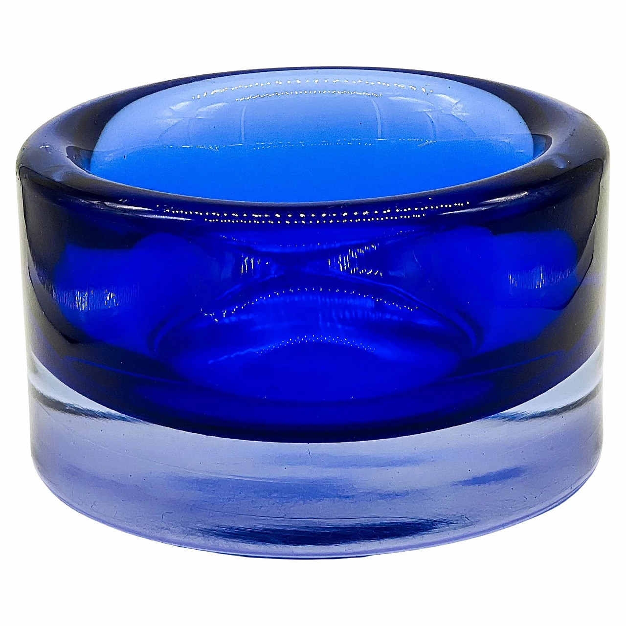 Blue Murano glass bowl by Mario Pinzoni for Seguso, 1960s 1