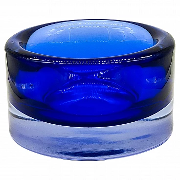 Blue Murano glass bowl by Mario Pinzoni for Seguso, 1960s
