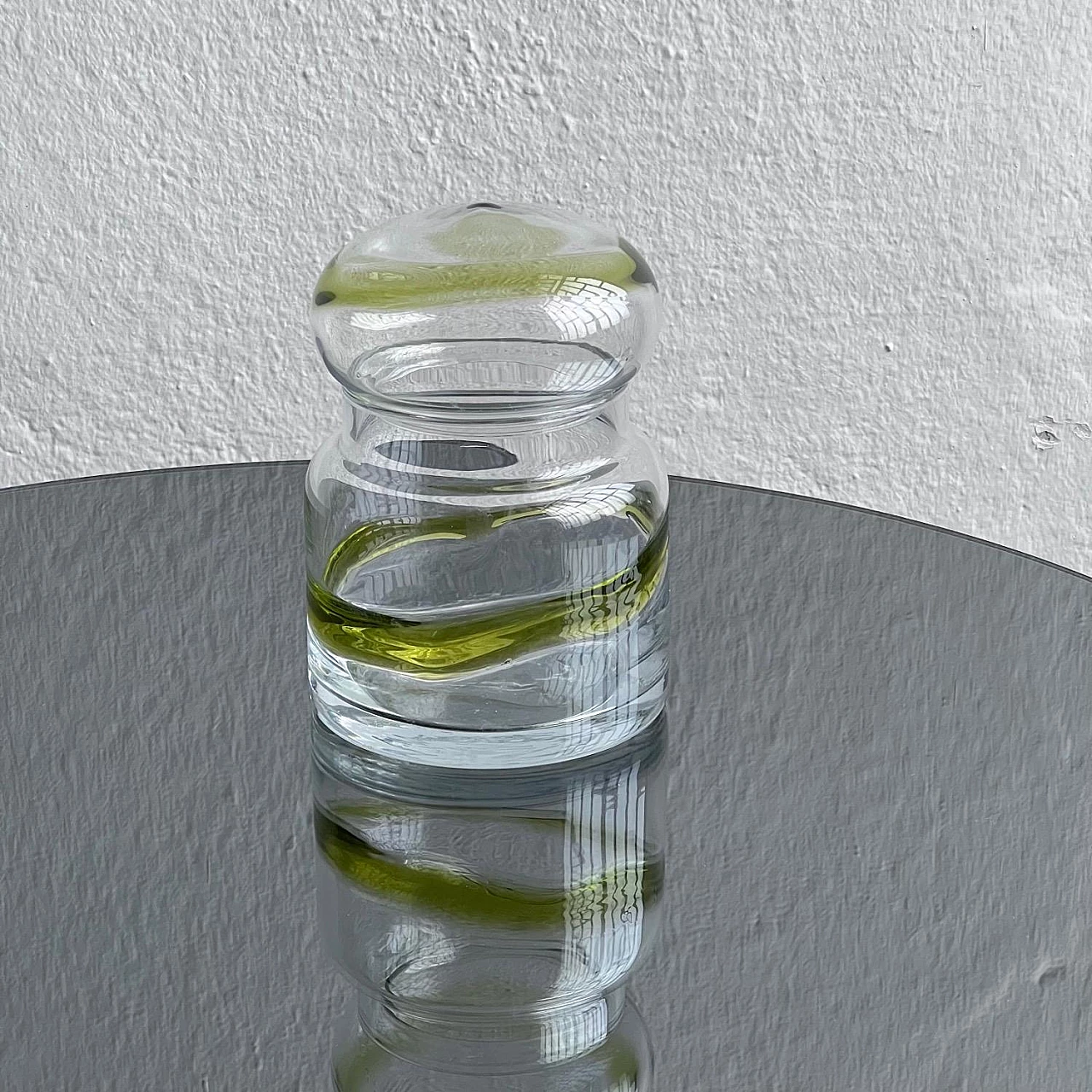 Transparent and green Murano glass vase with lid, 1960s 2
