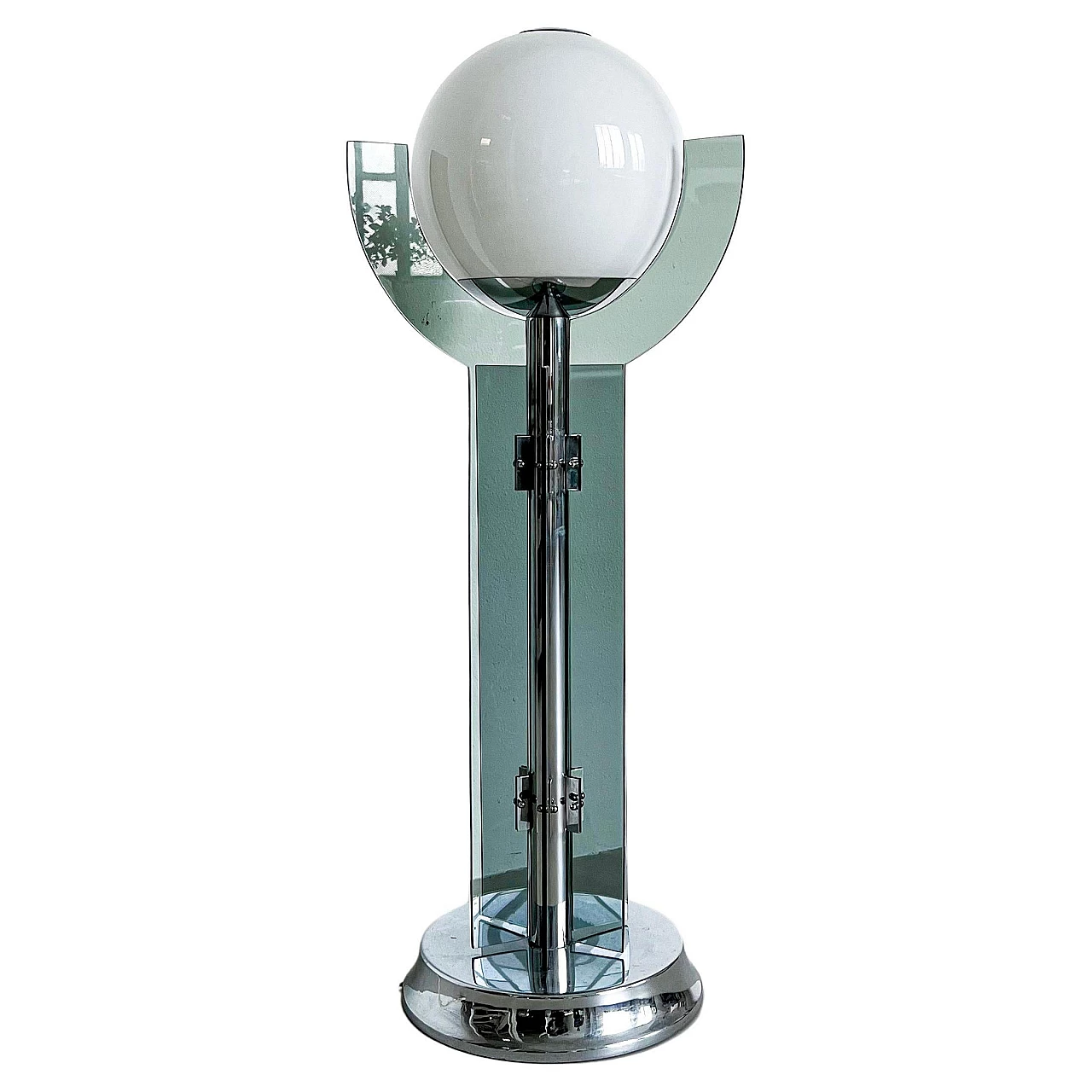 Space Age style metal and glass floor lamp, 1980s 1