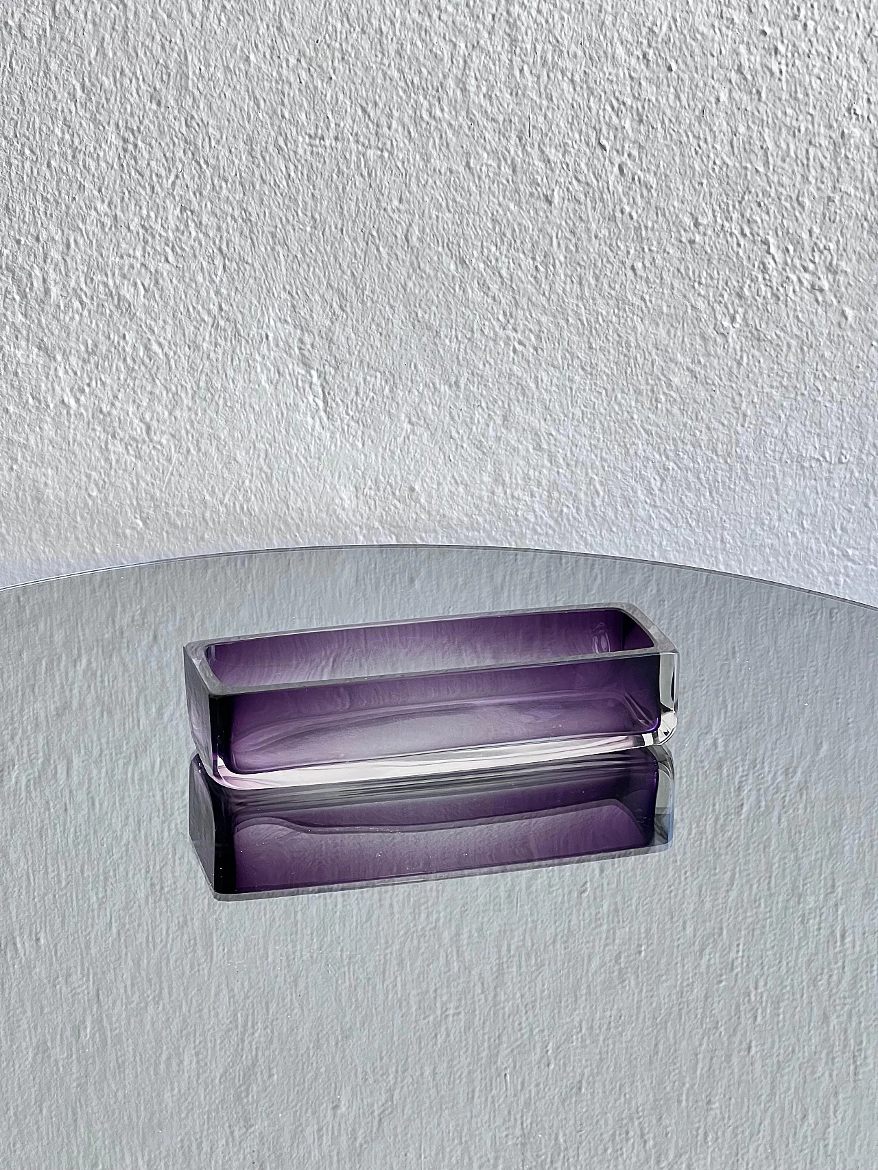 Rectangular purple glass center piece, 1970s 2