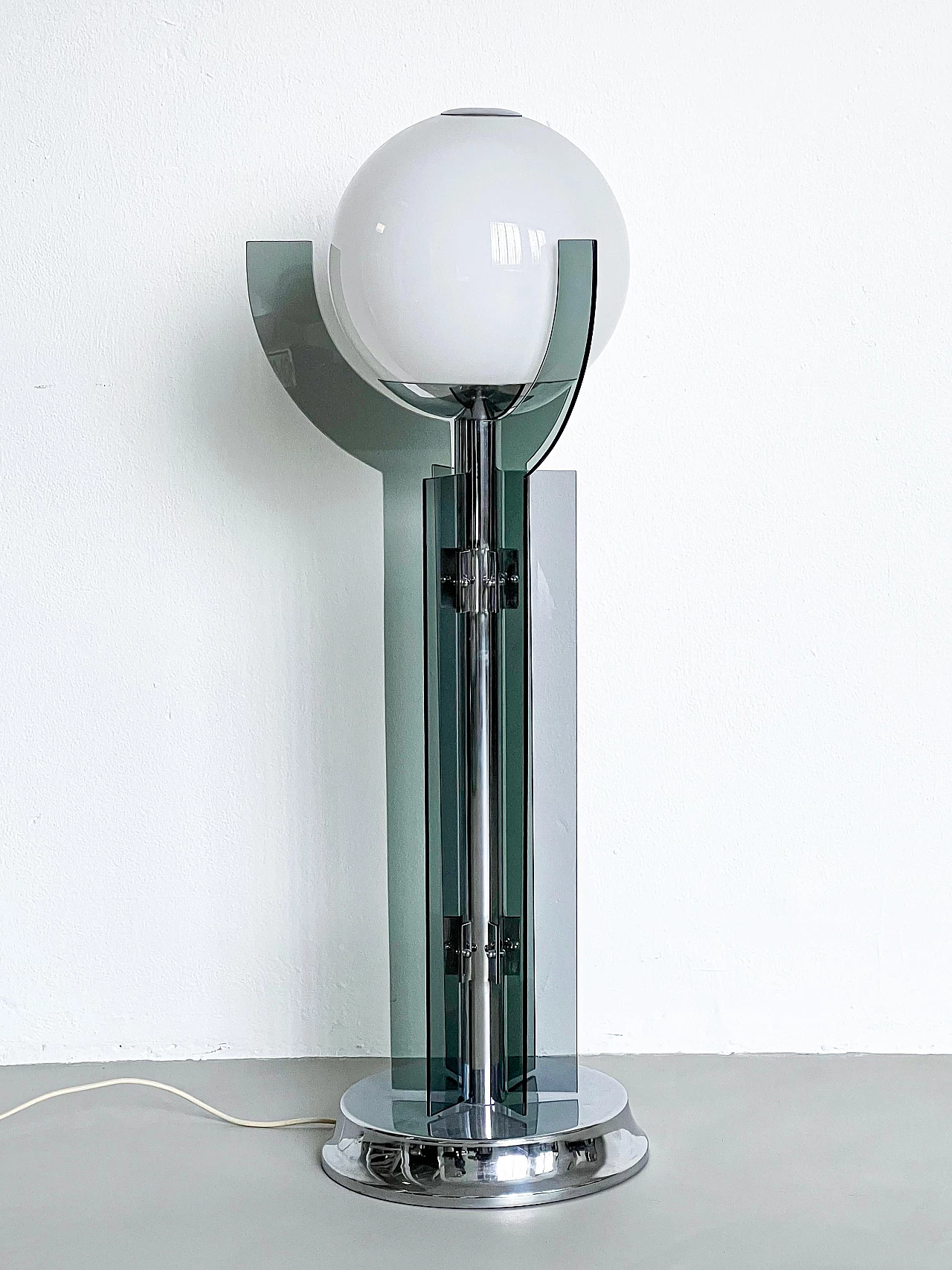 Space Age style metal and glass floor lamp, 1980s 2