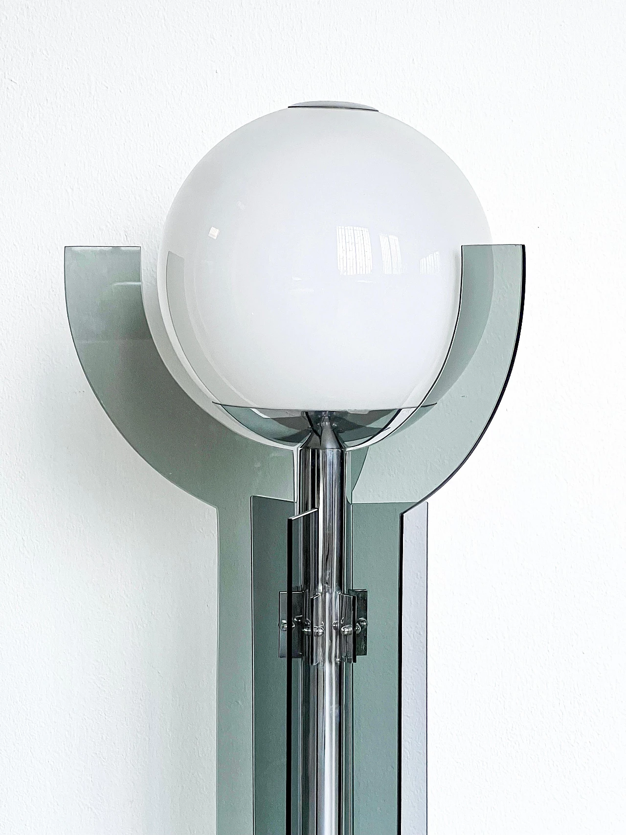 Space Age style metal and glass floor lamp, 1980s 3