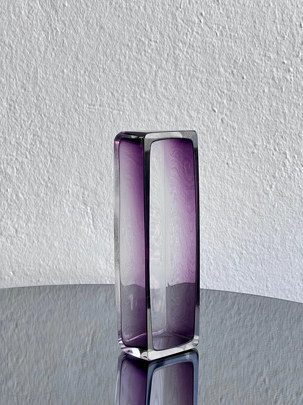 Rectangular purple glass center piece, 1970s 5