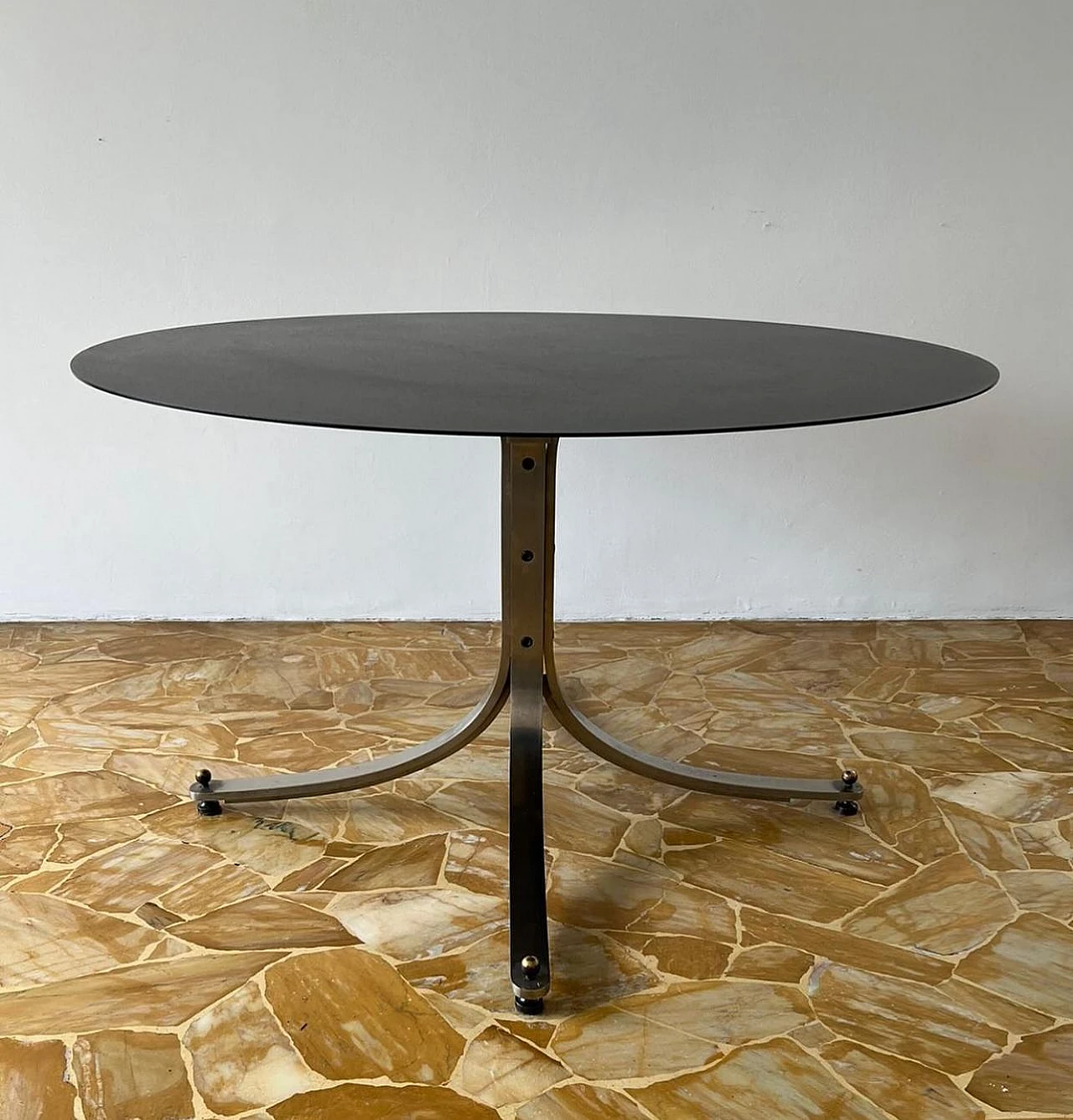 Steel and black metal table by Sergio Mazza for Arflex, 1960s 3