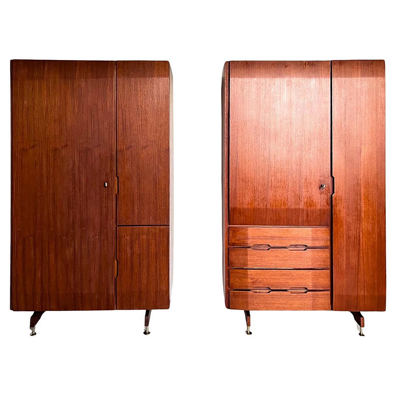 Pair of walnut wardrobes, 1950s 1