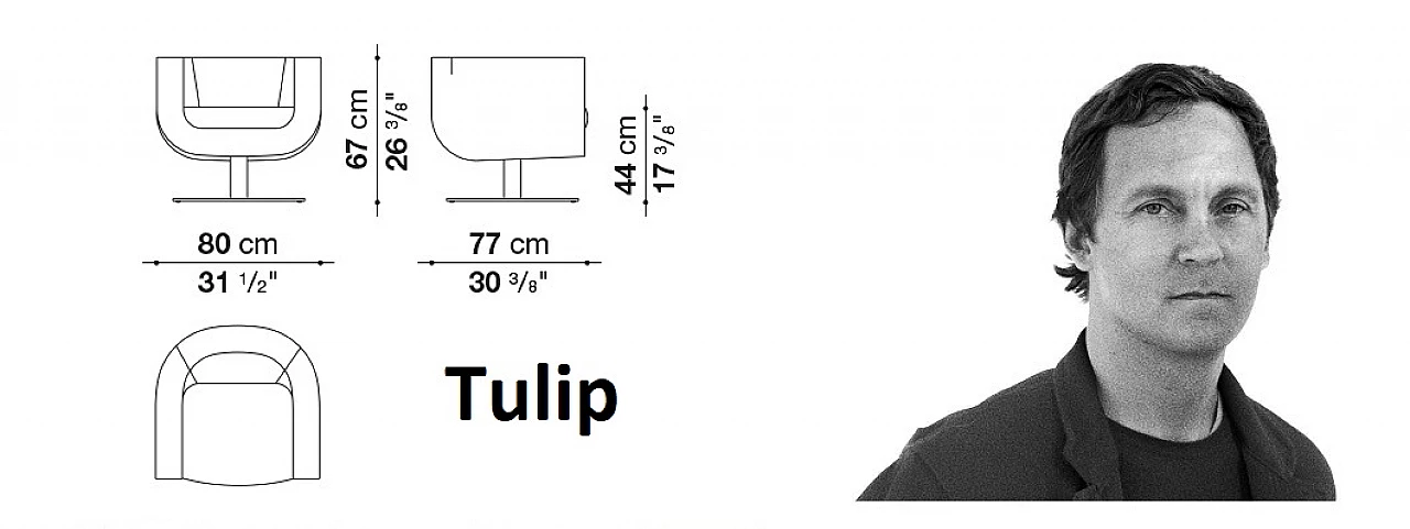 Poltrona girevole Tulip blu di Jeffrey Bernett per B&B, 2008 7