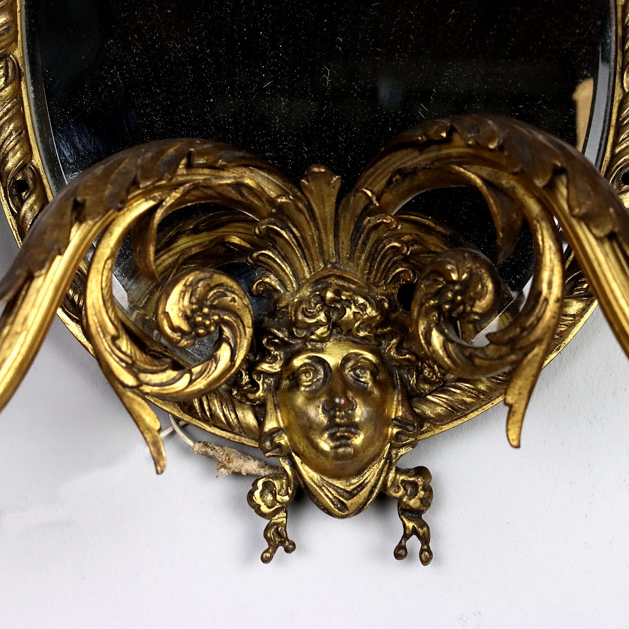 Coppia di Ventoline con specchio in bronzo dorato 7