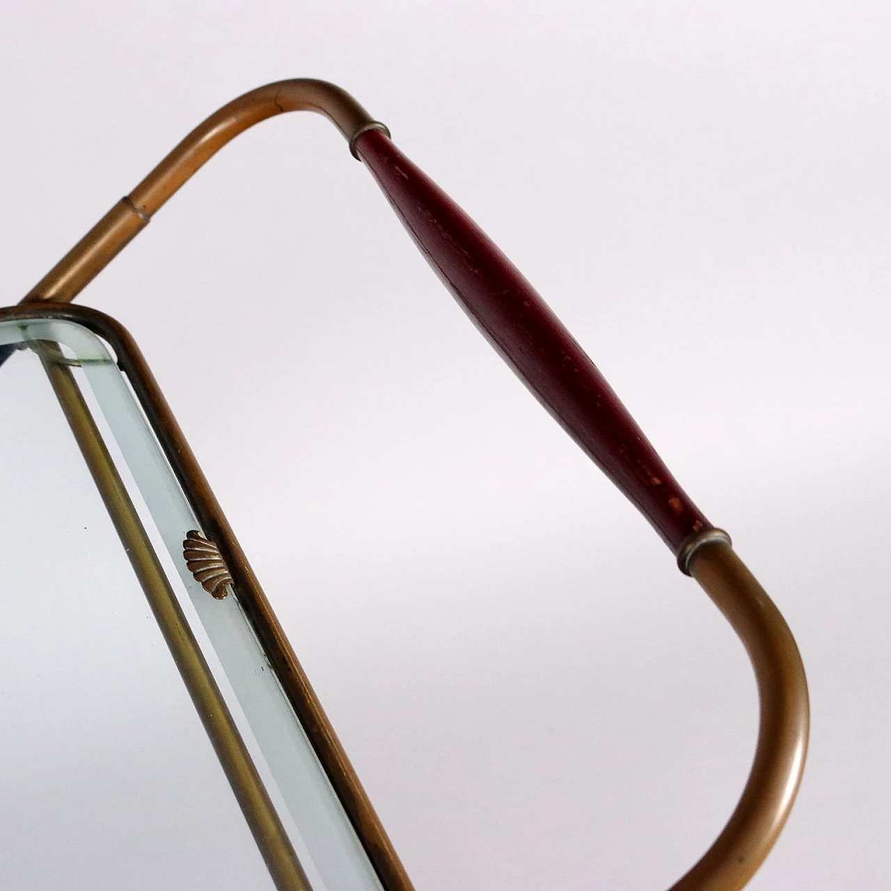 Bar cart in brass and glass with double top, 1950s 6
