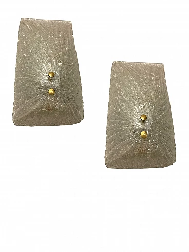 Pair of Murano glass sconces with brass detail, 1960s