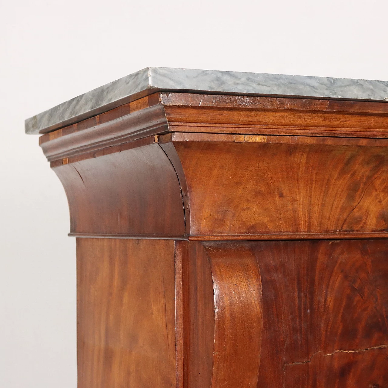 Secrétaire in mahogany and walnut with marble top, 19th century 5