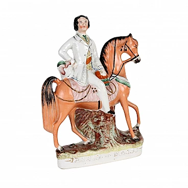 Principe del Galles a cavallo in porcellana Staffordshire, '800