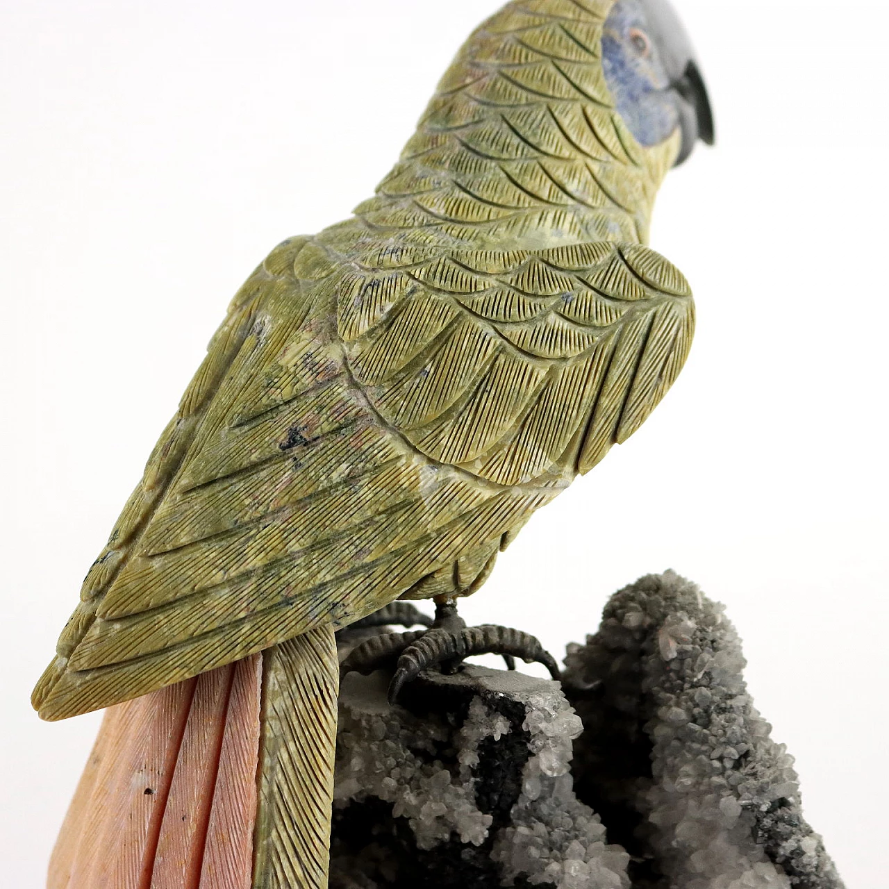 Semiprecious stones parrot sculpture 4