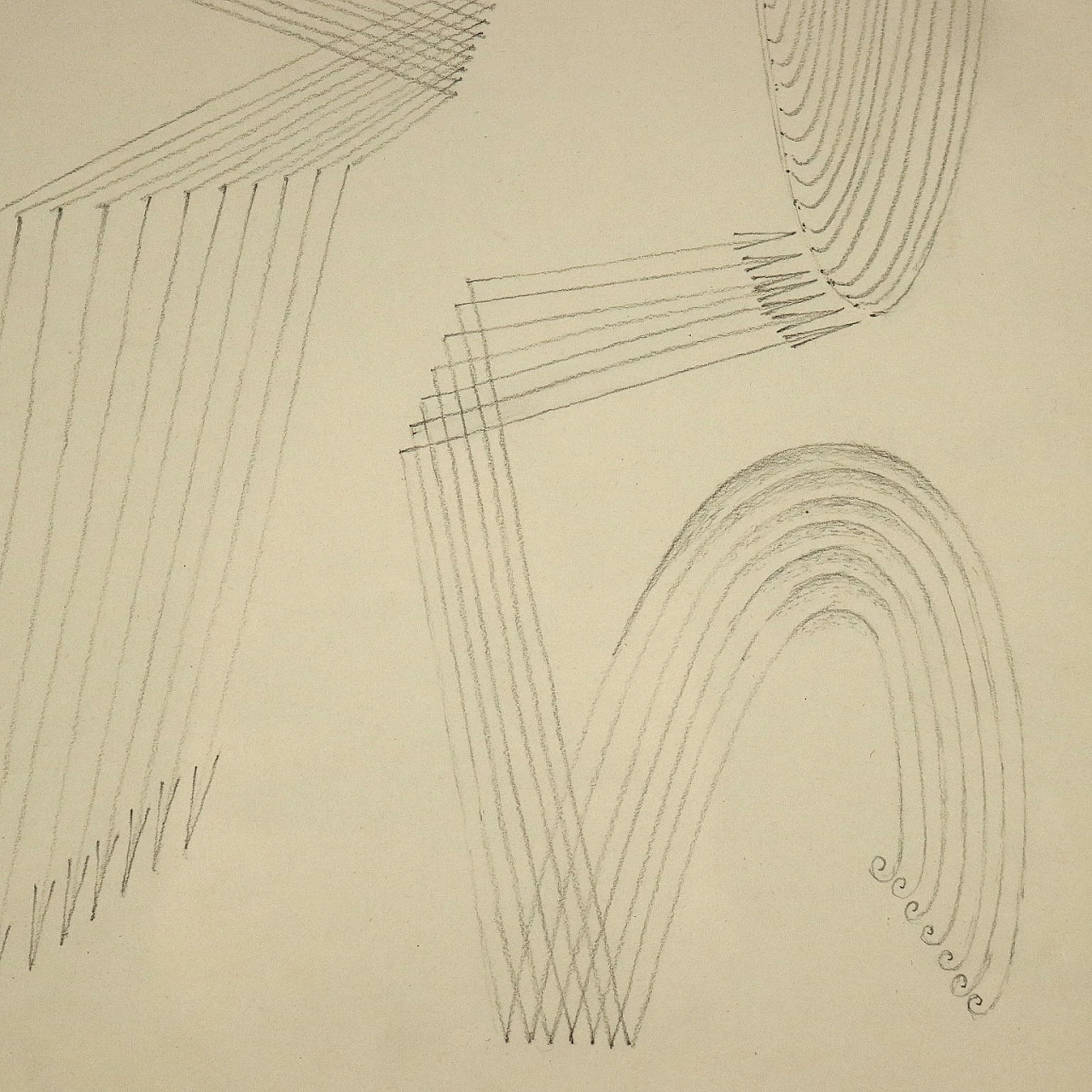 Fausto Melotti, soggetto astratto, matita su carta, 1972 3