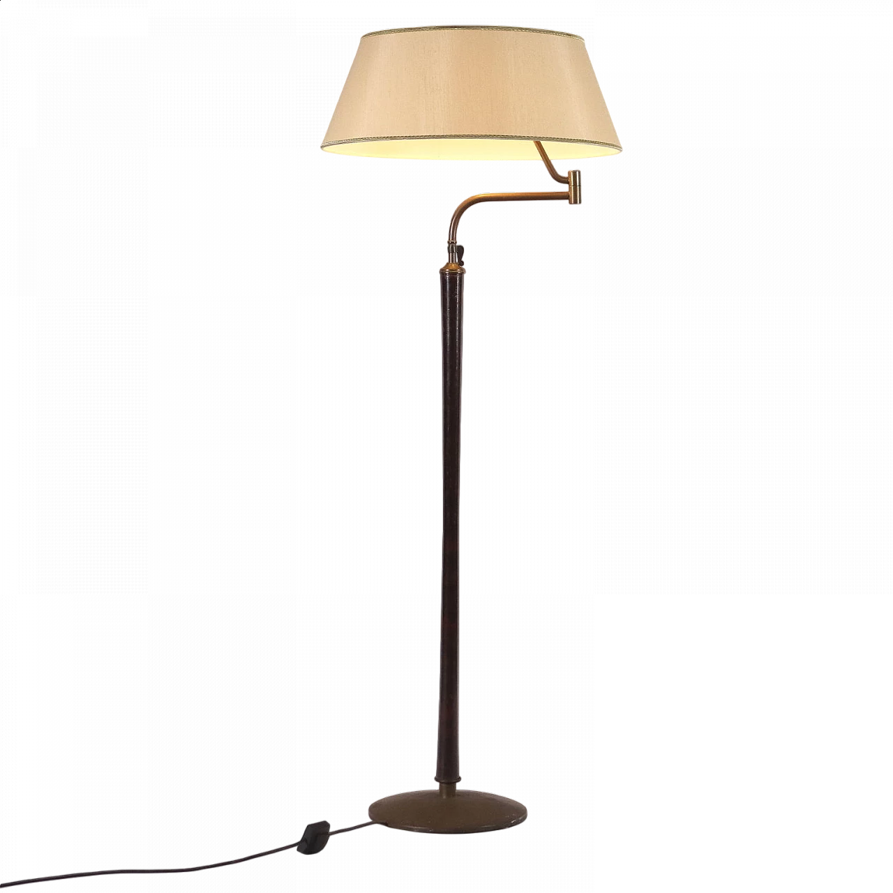 Floor lamp in stained wood and brass, 1950s 10
