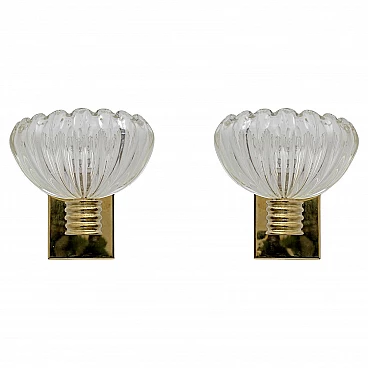 Pair of Art Deco wall lights attributed to Barovier & Toso, 1940s