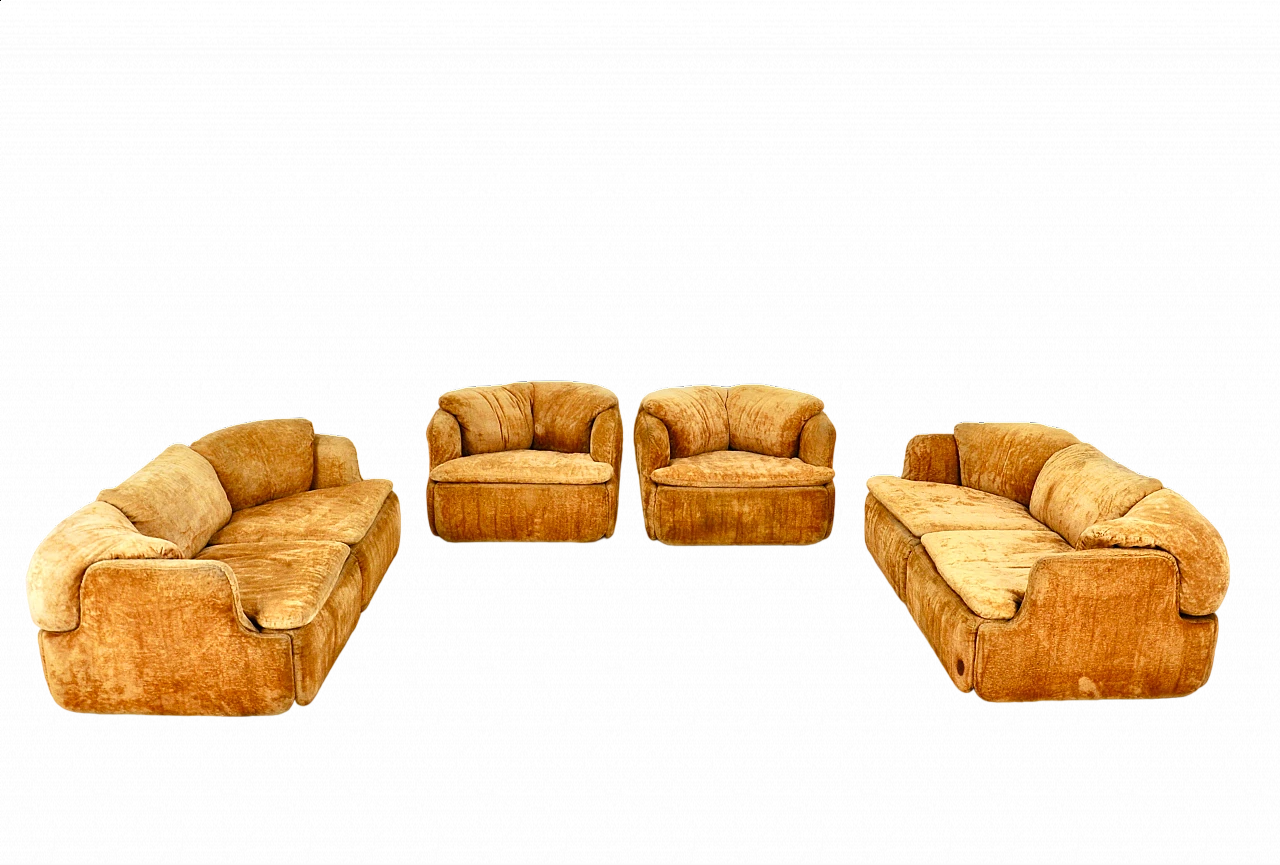 Pair of Confidential sofas and armchairs by Saporiti, 1970s 14