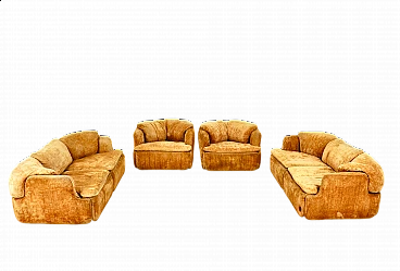 Pair of Confidential sofas and armchairs by Saporiti, 1970s