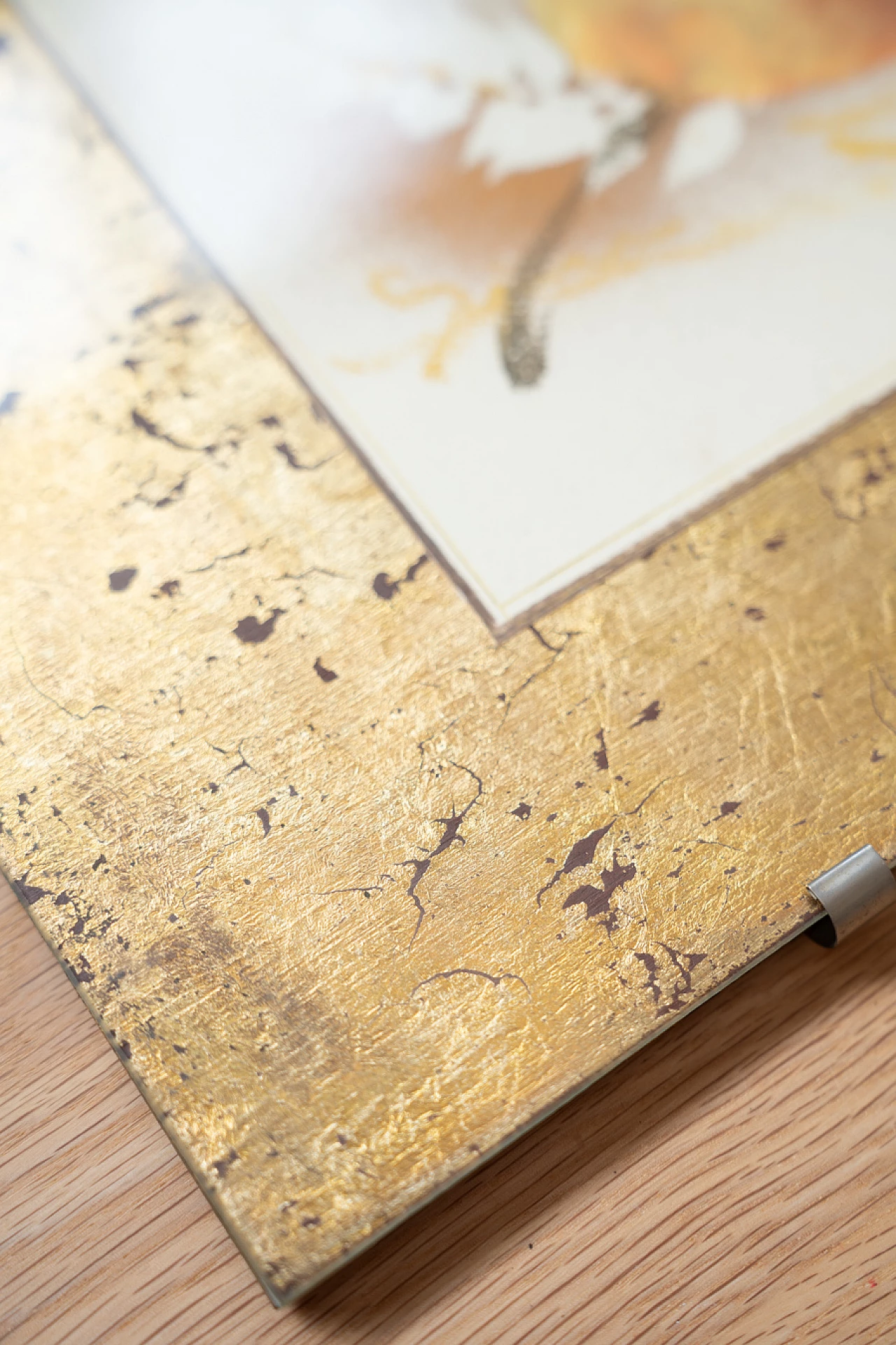 Natura, coppia di stampe in acquerello e foglia oro, anni '70 2